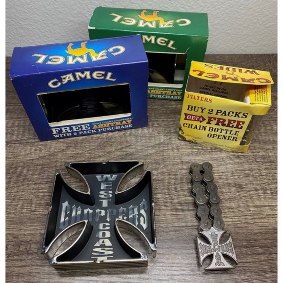 West Coast Choppers Cross Logo Ashtray, Motorcycle Opener, Free Chips NEW IN BOX - Picture 13 of 13